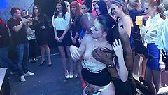 Spunky beauties get fucked in an interracial blazing club orgy