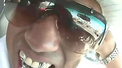 Dazzling babe yelling while her shaved pussy is screwed in interracial sex