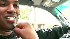 Skinny brunette with nice ass coping up with heavy bangs in interracial sex