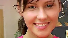 Sporty sweetheart has a delicious looking trimmed pussy