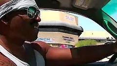 Fat ass ebony with fake tits in glasses riding big black cock passionately