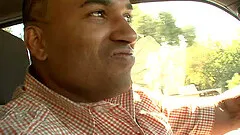 Alluring cougar in stockings yelling while her pussy is smashed hardcore in interracial sex