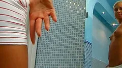 Blonde amateur carries her dildo to the shower for a hot pussy toying session