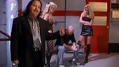 Two golden-haired hotties falling in love with their buddy's cock