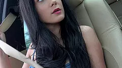 Nicole is giving a cowgirl ride in the car for the first time