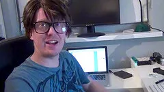 Nerdy guy gives the sexy babe a chance to suck the erected dick