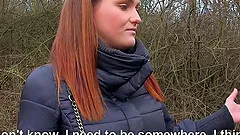 Sexy Barbara Bieber tries impaling herself on the cock while in car