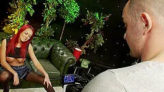 Redhead milf with big tits having her pussy screwed hardcore outdoor