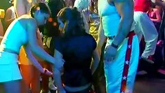 Bunch of very horny senoritas and their muscular partners in the club