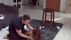 Tearing open her tights and having rough sex with a cute slut