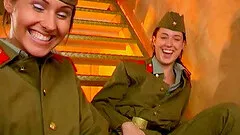 Lesbian army recruits fucking with a toy in their tent hardcore