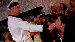 Hotties attack male strippers and fuck them on the dance floor