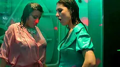 Horniest chick does some kinky cock riding under the club's shower