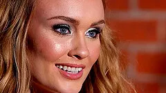 Breathtaking blonde looks great in her hot lingerie striptease