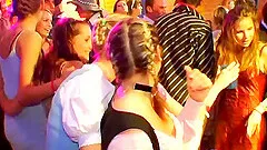 Sumptuous girls getting treated to hardcore fucking at the club party turned orgy