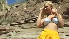 Admirable cheerleader in a gangbang being drilled on a car outdoor