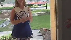 Nerdy cheerleader lets the guy touch her intimate areas