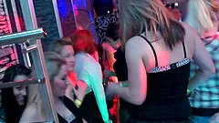 Hotties administer superb fuck to their cocky studs in a club orgy