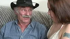 Slut in lace blows grandpa and gets fucked hardcore