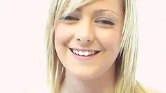 Blonde rucks down her colorful panties ahead of an intense toying in a close up shoot