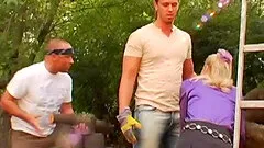 Lingerie clad honies being screwed outdoors in a hot pissing fetish orgy