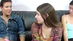 He strips on command for three ladies that giggle at his naked body