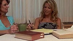 Marvelous lesbians get to serious fucking using a strap on