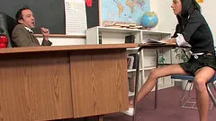 Private coaching session in class turns into a sweaty pussy drilling action