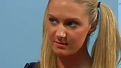 Tattooed blonde babe seduces her college teacher and gets rewarded with a hardcore doggy style fuck