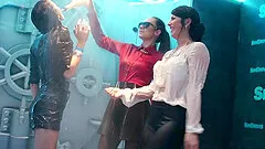 Horny cock teasing fully clothed bitches dancing in a club