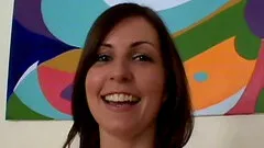 Tight cutie sucking on his erect cock in close up