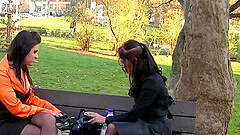 Girls have a picnic in the park that turns into a sexy food fight