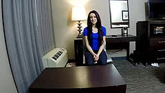 Cutie in a hotel gets naked for great POV fucking