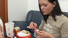 Curvy amateur girl with the tanned skin takes the cock up her booty