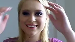 Purple eye shadow beauty sucking dick and fucking in POV