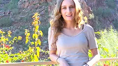 Bold babe gets naked and walks around out in nature