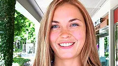 Cute polka dot dress on a public flashing sweetheart