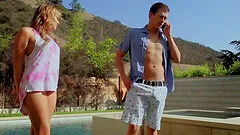 Daring couple strips down and fucks in a public fountain