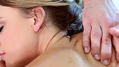 Full service masseuse uses his hands, a vibrator and his cock on her
