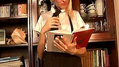 Stocking-clad teen with petite natural tits touching her sexy body