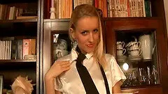 A teen girl exposing her pussy in the library