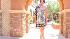 Beauty fucks a zucchini in public and gets all wet on it