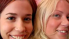 Kinky lesbian with piercing gets her pussy licked close up