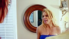 Cute girls convince this milf to get naked for lesbian sex