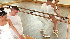 Skinny teen ballerina sucks off her dance partner