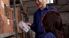 Gorgeous babes getting the rough poking in the back room of the office