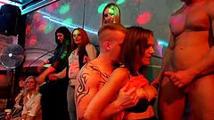 Fit men and horny girls at the night club have an orgy