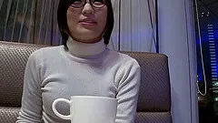 Sweater girl strips to lingerie and sucks dick in a public bathroom