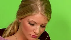 Gorgeous skinny babe uses a dildo on both of her holes