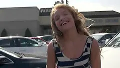 Desirable girl and her first penetration adventure inside the car